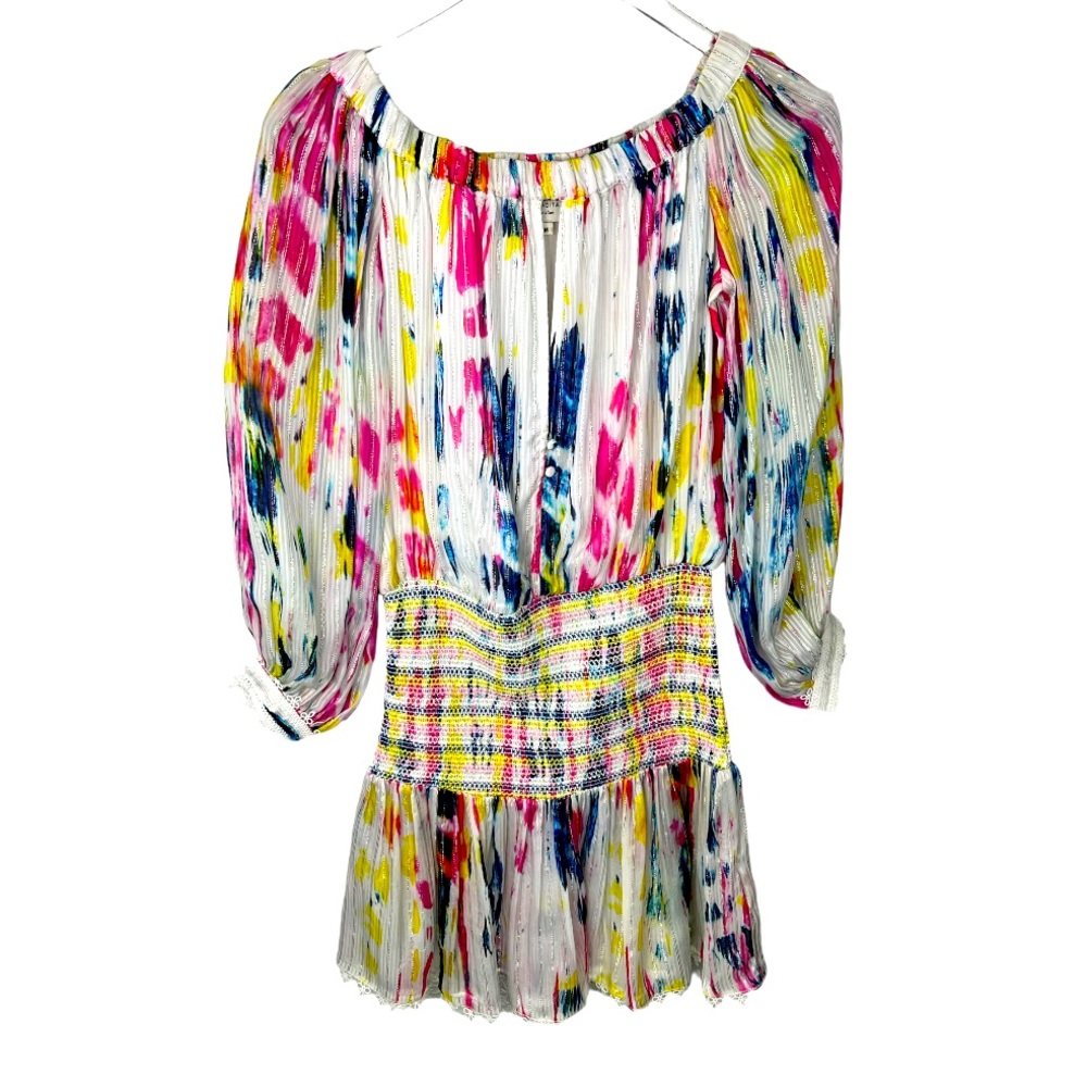 Hemant & Nandita bright colored ruched mini dress size medium